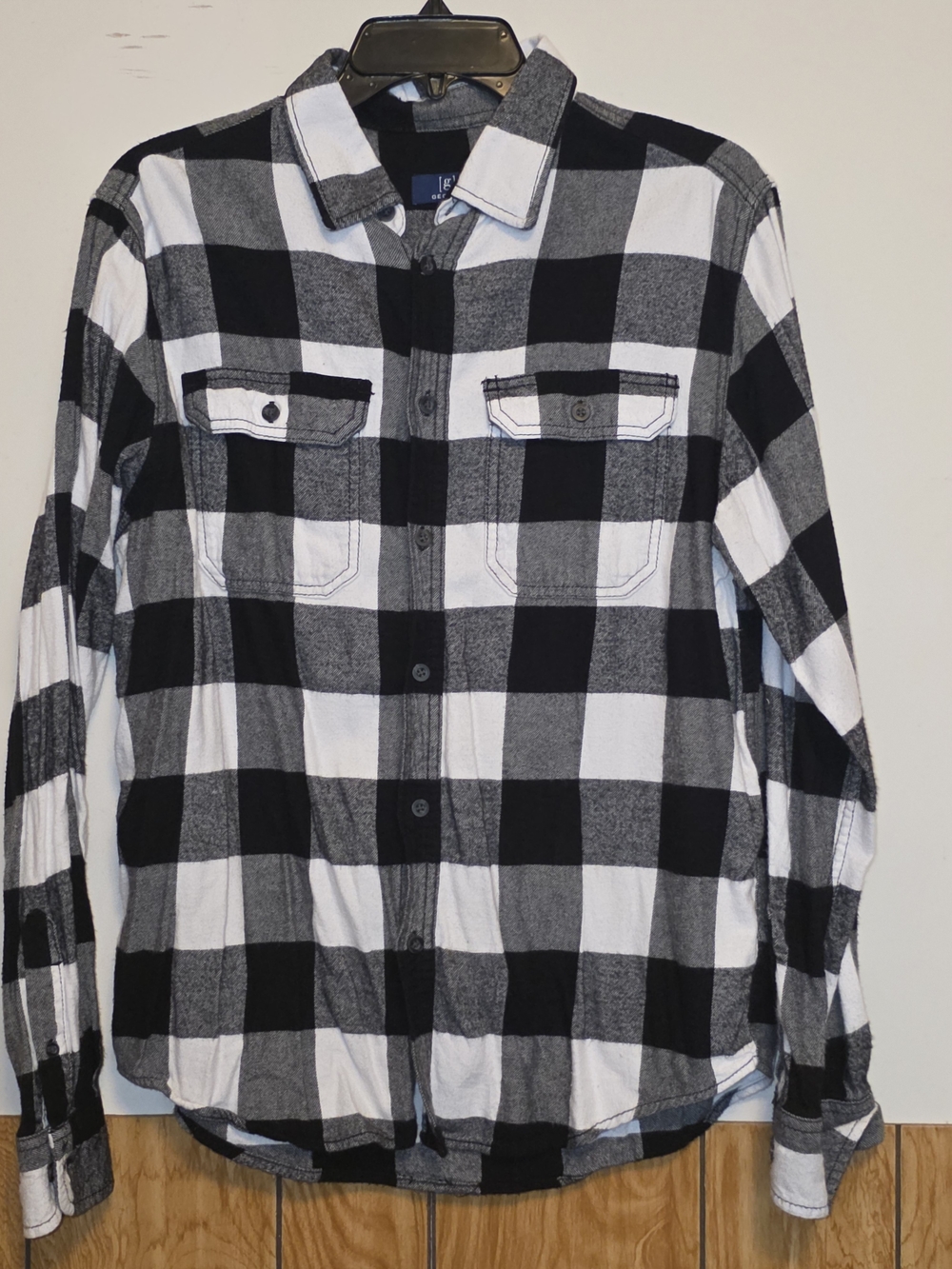George Black & White Plaid Button-Down Shirt